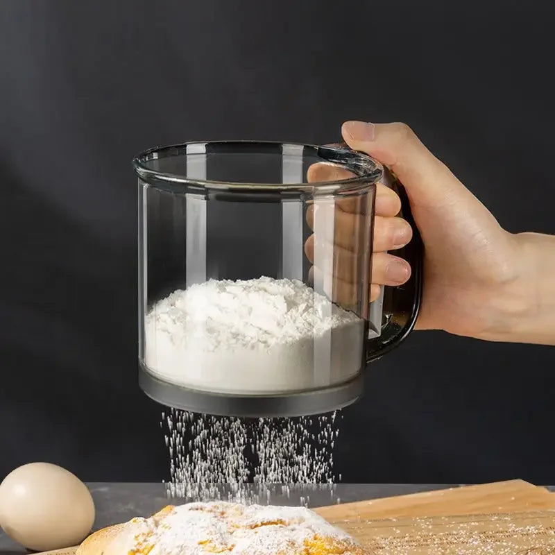 Küchen Mehl-Sieb Handheld Halbautomatischer Zuckersieb Pulver-Schüttler mit Griff